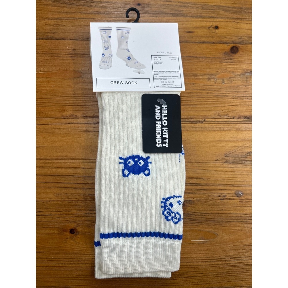 Bioworld Hello Kitty and Friends Crew Socks White Blue Sanrio Characters NWT